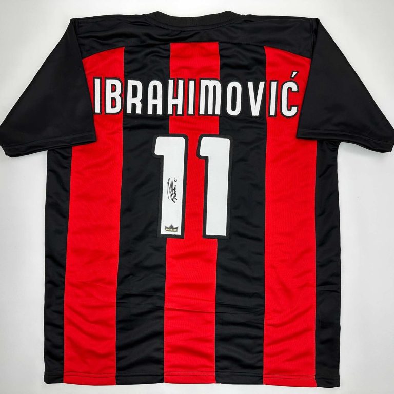 Facsimile Autographed Zlatan Ibrahimovic AC Milan Black/Red Jersey XL