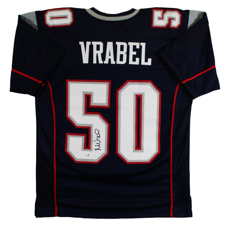 Mike Vrabel Authentic Signed Navy Pro Style Jersey Autographed JSA Witness
