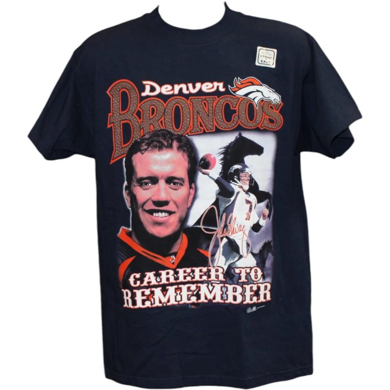 Denver Broncos Career to Remember Shirt John Elway Blue Size M 58381