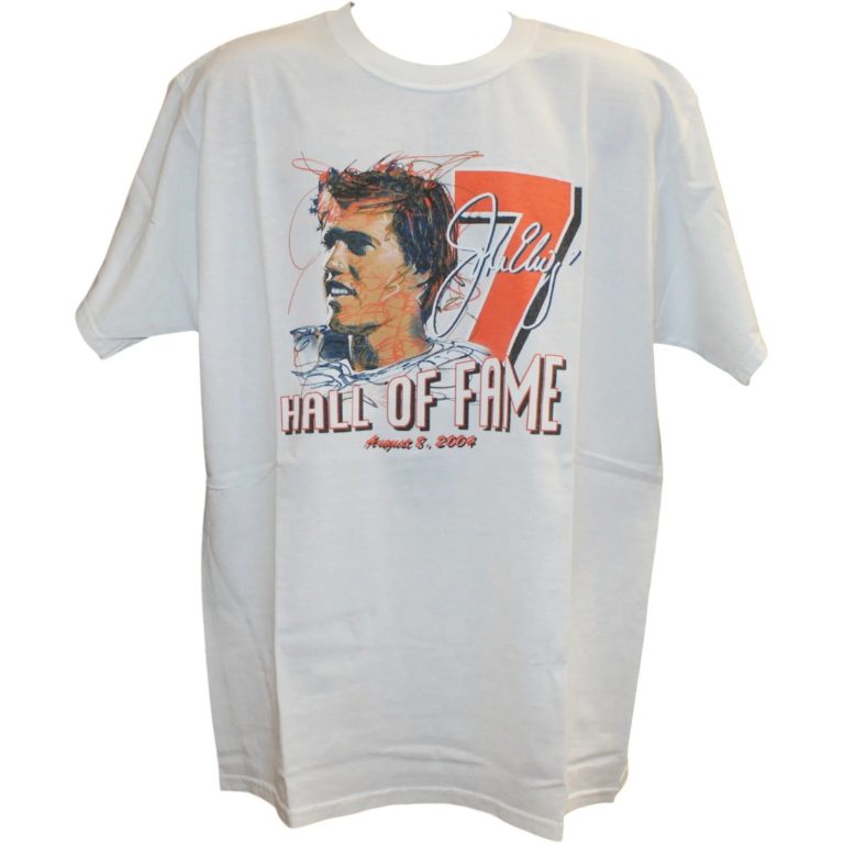 John Elway Denver Broncos Hall of Fame White Shirt Size XL 58373