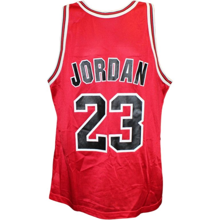 Michael Jordan Chicago Bulls Champion Brand Size 44 Red Jersey 58400