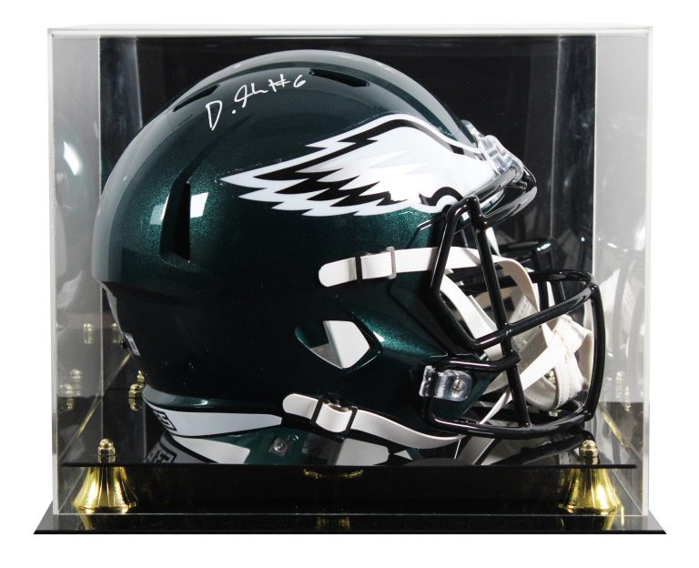 Eagles DeVonta Smith Signed Full Size Speed Rep Helmet W/ Case BAS Witnessed