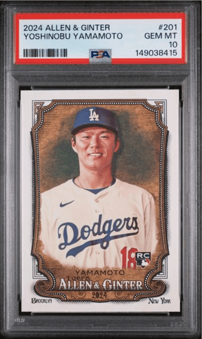 Graded 2024 Allen & Ginter Yoshinobu Yamamoto #201 RC Baseball Card PSA 10