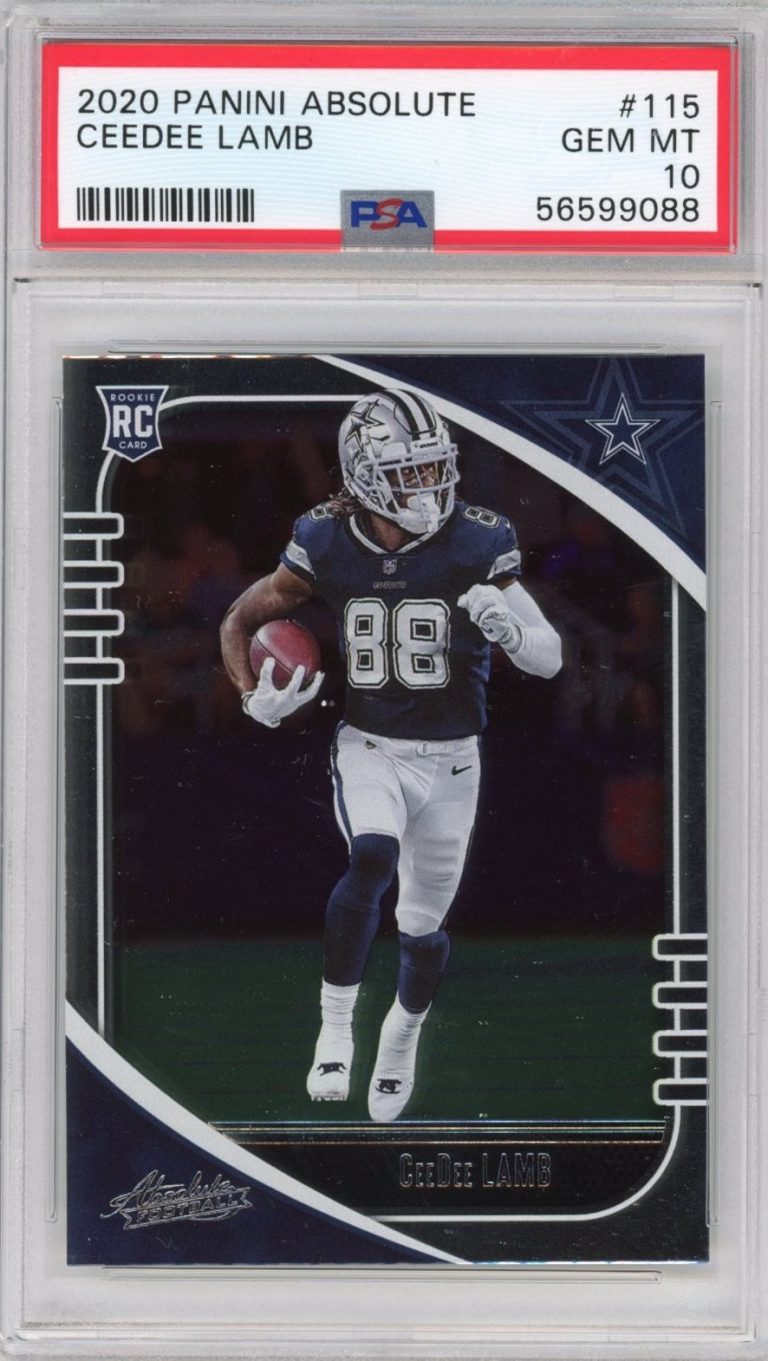 Graded 2020 Panini Absolute CeeDee Lamb #115 Rookie RC Football Card PSA 10