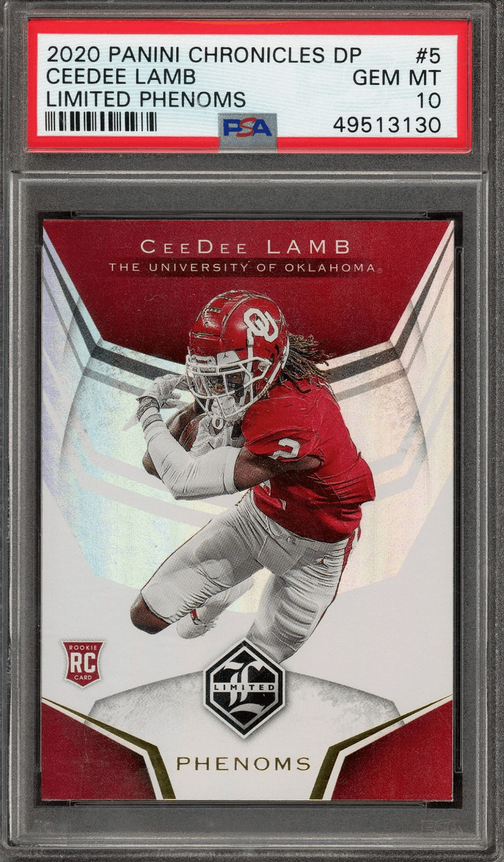 Graded 2020 Chronicles DP CeeDee Lamb #5 Limited Phenoms RC Card PSA 10