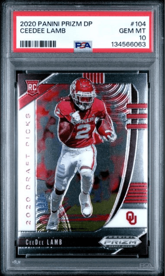 Graded 2020 Panini Prizm DP CeeDee Lamb #104 Rookie RC Football Card PSA 10