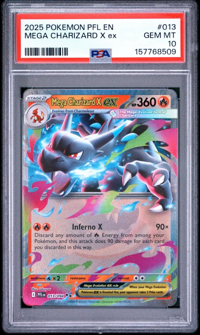 Graded 2025 Pokemon PFL EN Mega Charizard X ex #013 Trading Card PSA 10