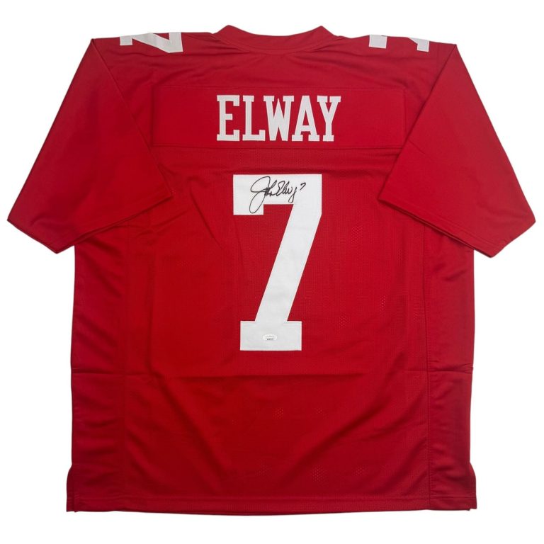 Autographed/Signed John Elway Stanford Red College Football Jersey JSA COA