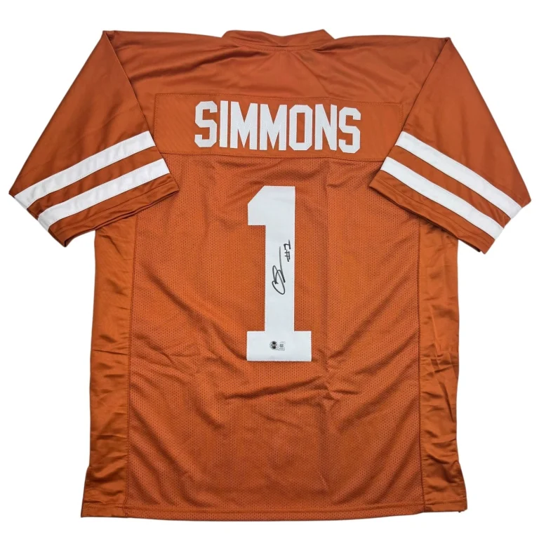 Autographed/Signed Colin Simmons Texas Orange Football Jersey BAS COA