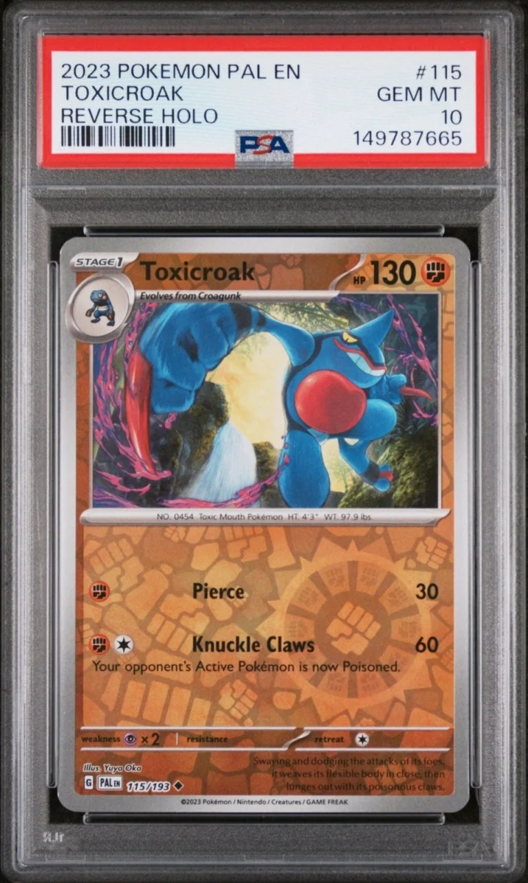 Graded 2023 Pokemon EN Toxicroak 115 PAL Reverse Holo Card PSA 10 Gem Mint