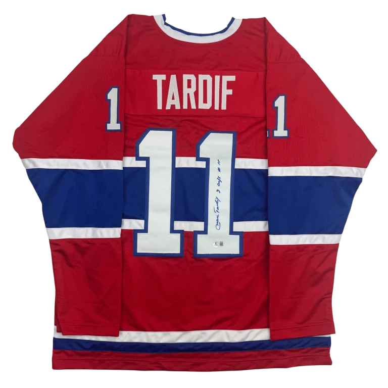 Autographed/Signed Marc Tardif Montreal Red Hockey Jersey BAS COA