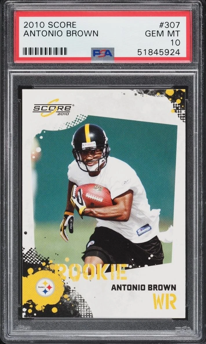 Graded 2010 Panini Score Antonio Brown #307 Rookie RC Football Card PSA 10