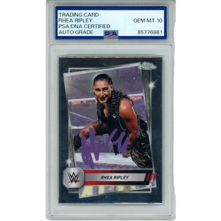 Rhea Ripley Autographed WWE Trading Card Topps Chrome GEM MT 10 Auto PSA 58514
