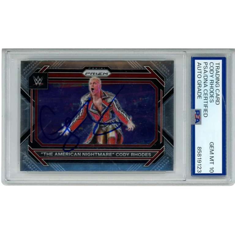 Cody Rhodes Signed WWE Trading Card '23 Panini Prizm #1 Gem MT 10 Auto PSA 58516