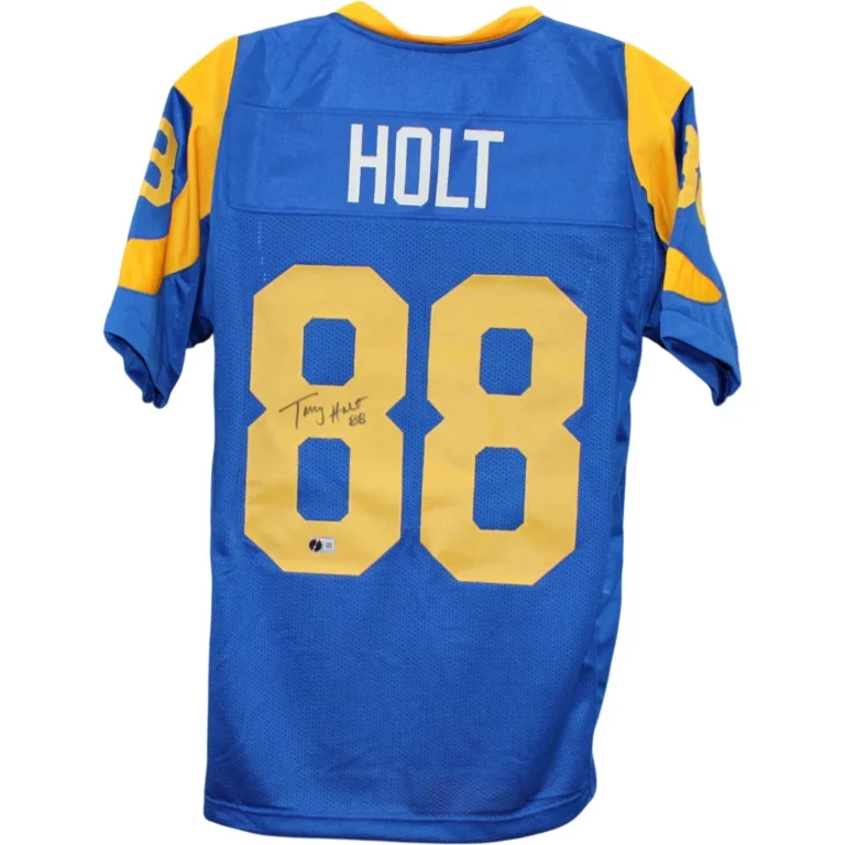 Torry Holt Autographed/Signed Pro Style Sz XL Blue Jersey Beckett W 58520