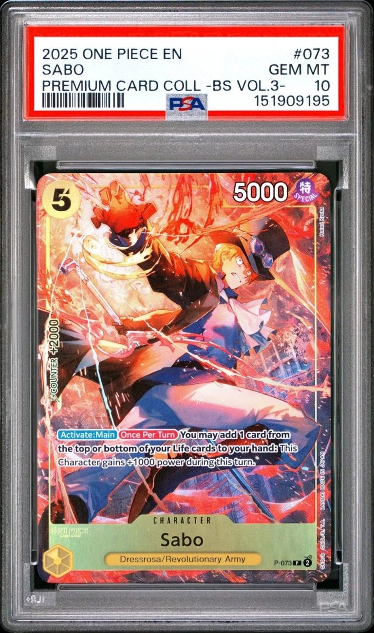 Graded 2025 EN One Piece Sabo 073 Premium Trading Card Game PSA 10 Gem Mint