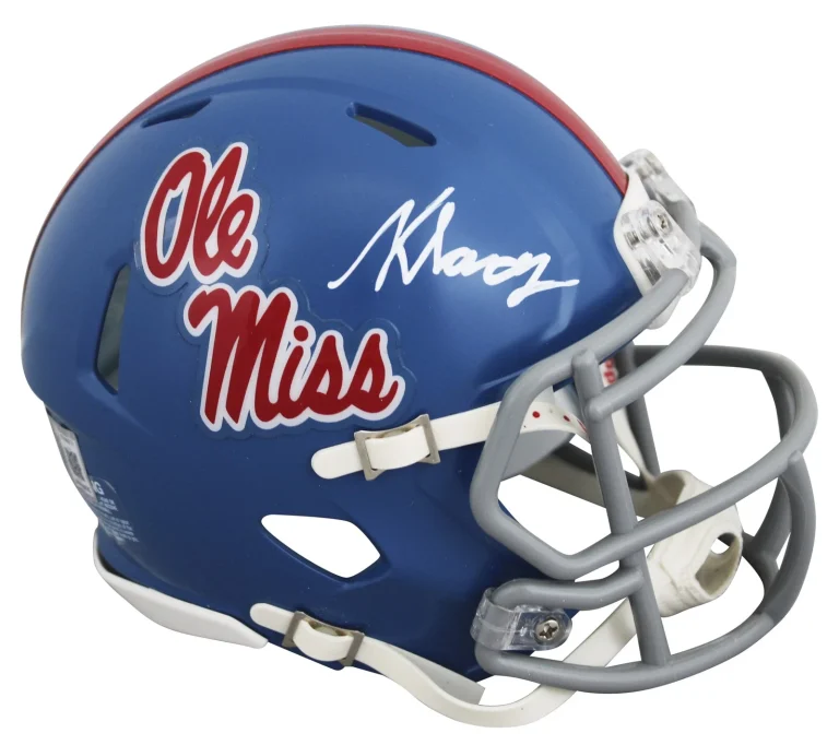 Ole Miss Kewan Lacy Authentic Signed Powder Blue Speed Mini Helmet BAS