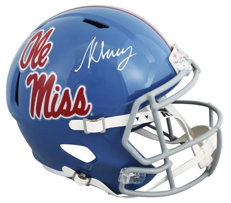 Ole Miss Kewan Lacy Signed Powder Blue Full Size Speed Rep Helmet BAS