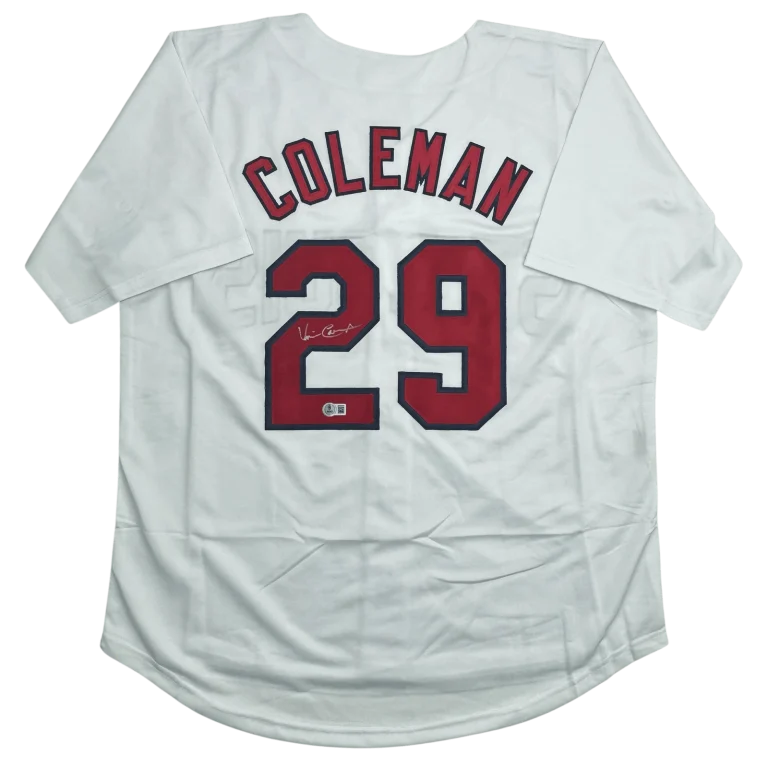 Autographed/Signed Vince Coleman St. Louis White Baseball Jersey BAS COA
