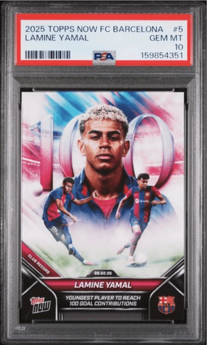 Graded 2025 Topps Now FC Barcelona Lamine Yamal #5 Soccer Card PSA 10