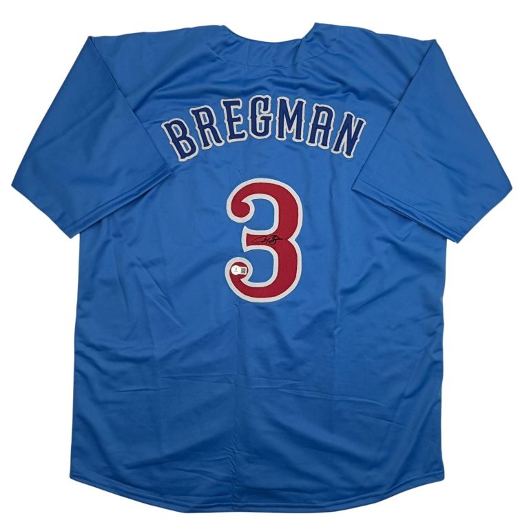 Autographed/Signed Alex Bregman Chicago Blue City Connect Jersey BAS COA