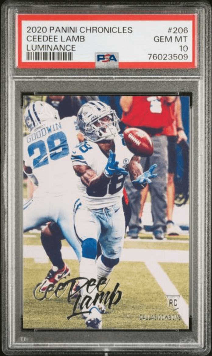 Graded 2020 Chronicles CeeDee Lamb #206 Luminance RC Football Card PSA 10
