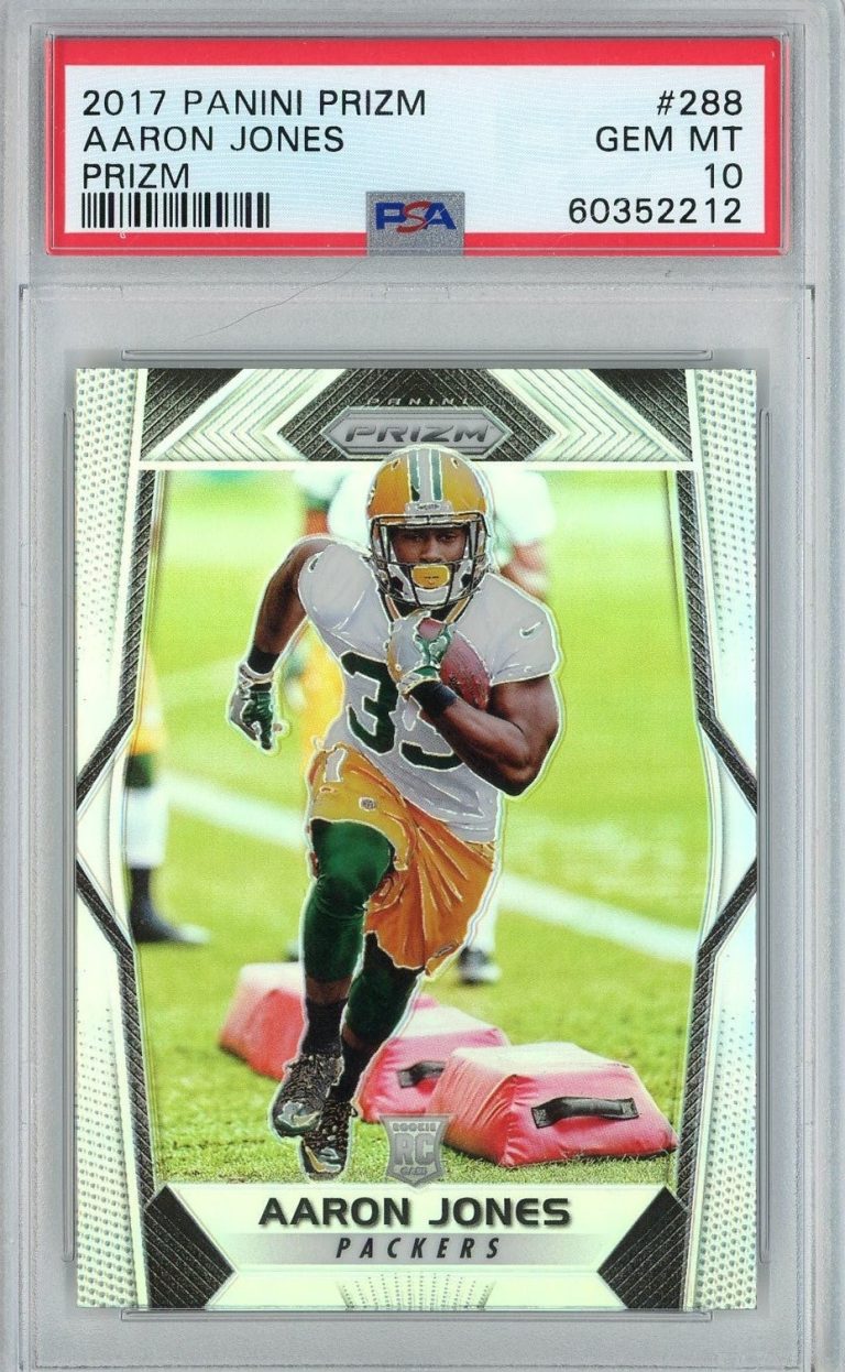 Graded 2017 Panini Prizm Aaron Jones #288 Prizm Rookie RC Card PSA 10