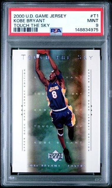 Graded 2000 U.D. Game Jersey Kobe Bryant #T1 Touch The Sky PSA 9