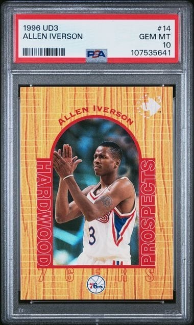 Graded 1996 UD3 Allen Iverson #14 Rookie RC Basketball Card PSA 10 Gem Mint