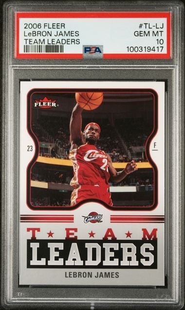 Graded 2006 Fleer LeBron James #TLLJ Team Leaders Basketball Card PSA 10