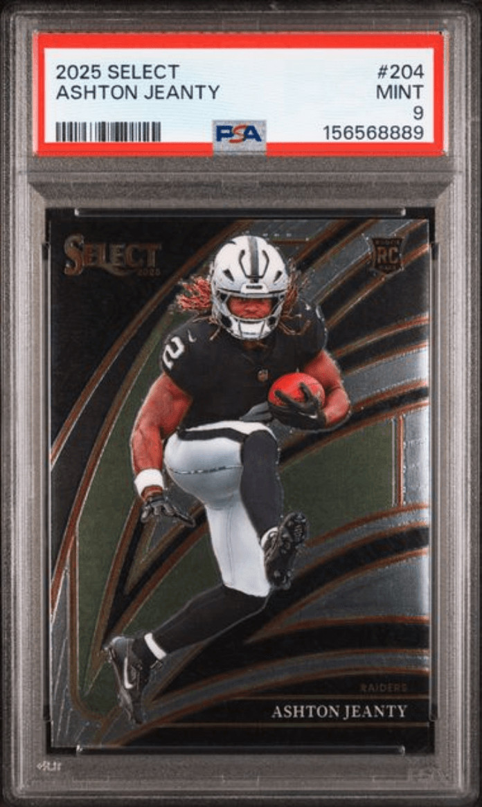 Graded 2025 Panini Select Ashton Jeanty #204 Rookie RC Football Card PSA 9