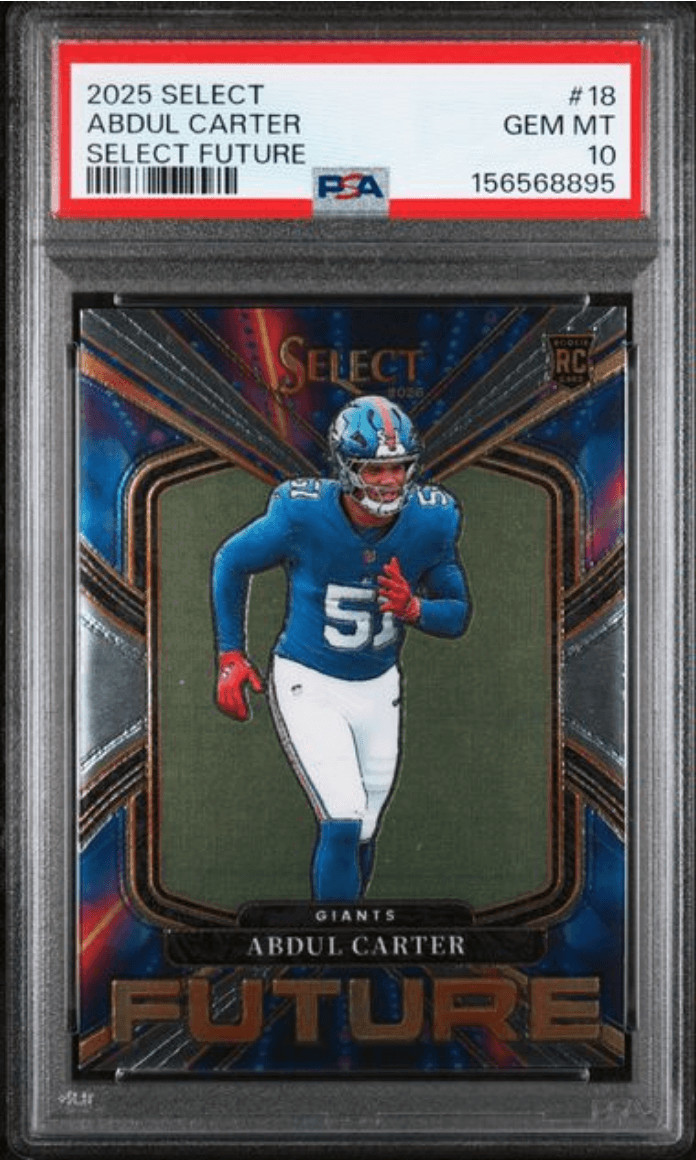 Graded 2025 Select Abdul Carter #18 Select Future RC Football Card PSA 10
