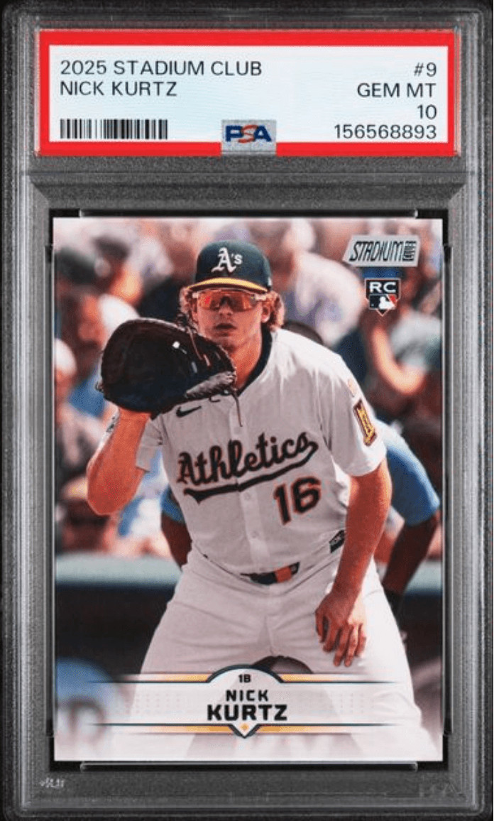 Graded 2025 Topps Stadium Club Nick Kurtz #91 Rookie Baseball Card PSA 10