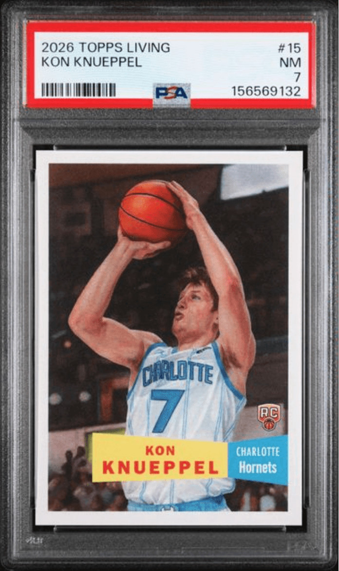 Graded 2026 Topps Living Kon Knueppel #15 Rookie RC Basketball Card PSA 7