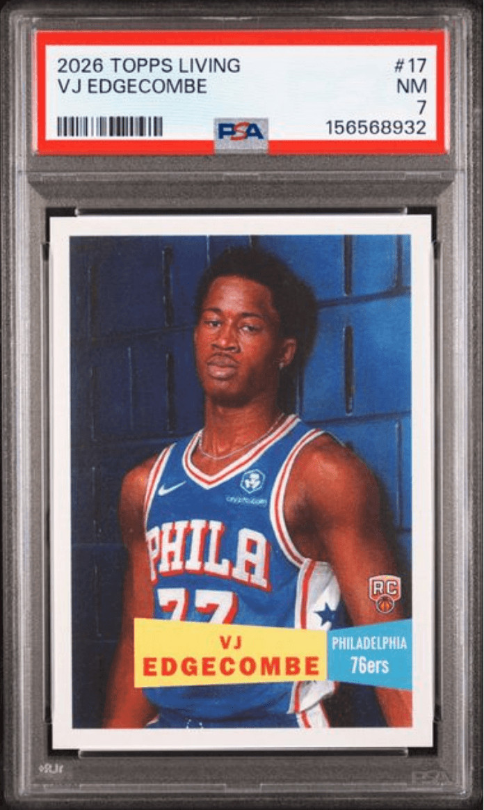 Graded 2026 Topps Living VJ Edgecombe #17 Rookie RC Basketball Card PSA 7