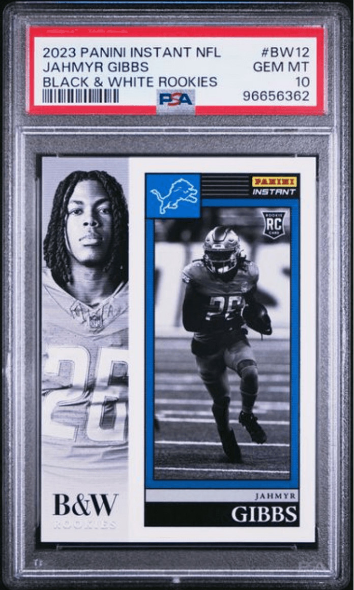Graded 2023 Panini Instant Jahmyr Gibbs #BW12 B&W /216 Rookie Card PSA 10