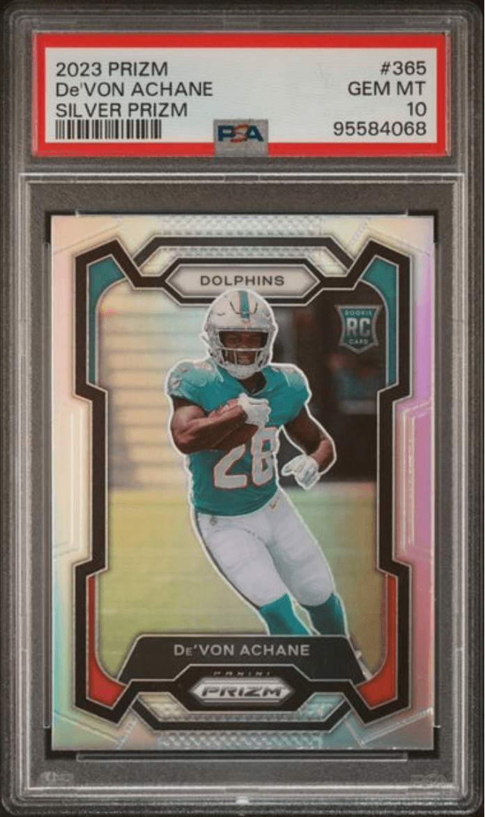 Graded 2023 Prizm Devon Achane #365 Silver Prizm RC Football Card PSA 10