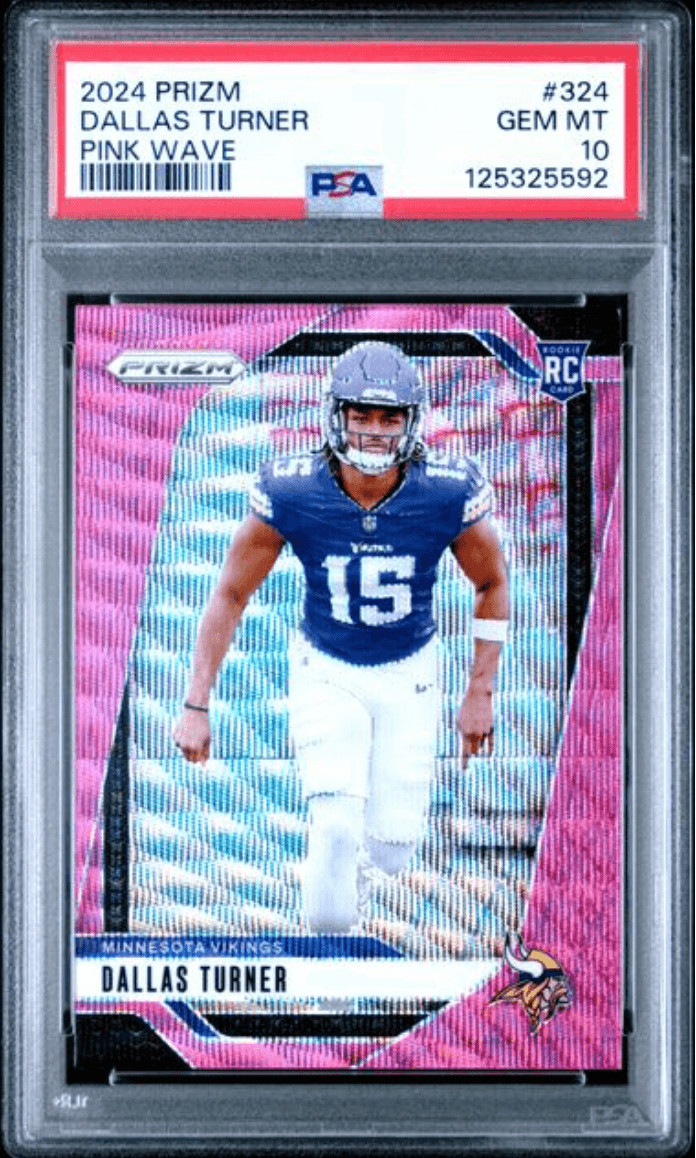 Graded 2024 Prizm Dallas Turner #324 Pink Wave Rookie Football Card PSA 10