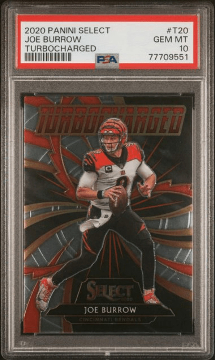 Graded 2020 Select Joe Burrow #T20 Turbocharged Rookie Football Card PSA 10