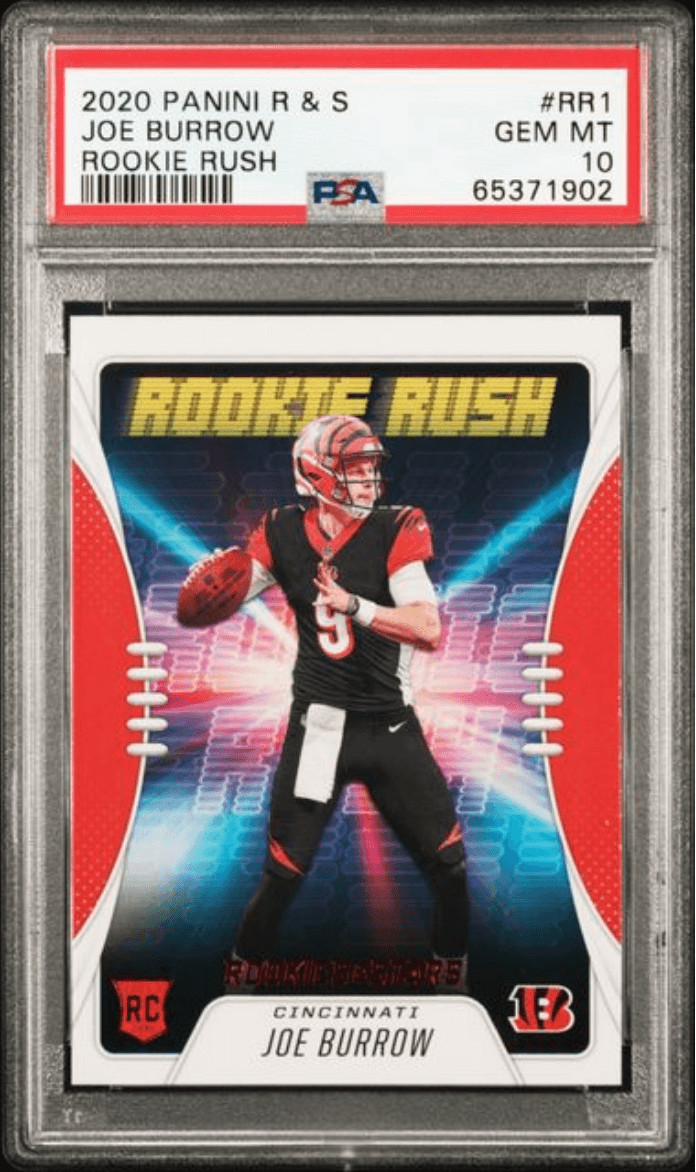 Graded 2020 Panini R&S Joe Burrow #RR1 Rookie Rush RC Football Card PSA 10