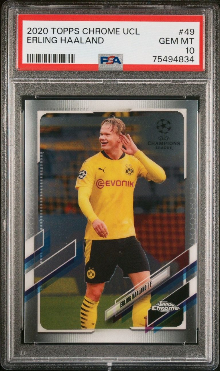 Graded 2020 Topps Chrome UCL Erling Haaland #49 UEFA Card PSA 10 Gem Mint
