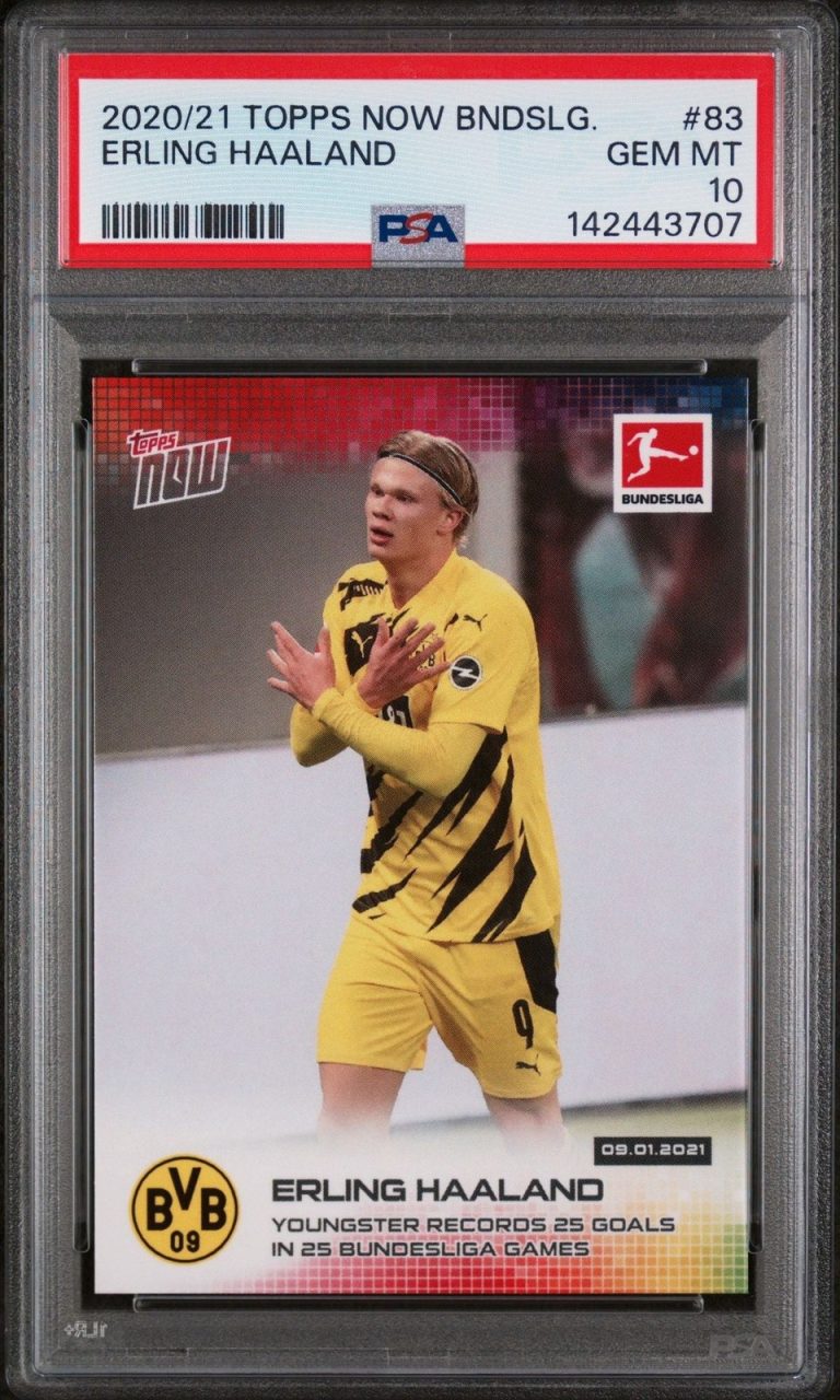 Graded 2020 Topps Now Bundesliga Erling Haaland #83 25 Goals Card PSA 10