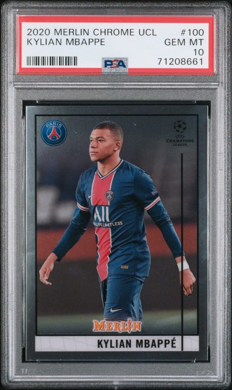 Graded 2020 Merlin Topps Chrome UCL Kylian Mbappe #100 Soccer Card PSA 10