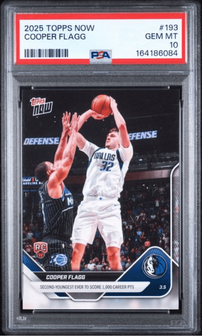 Graded 2025 Topps Now Cooper Flagg #193 Rookie RC Basketball Card PSA 10