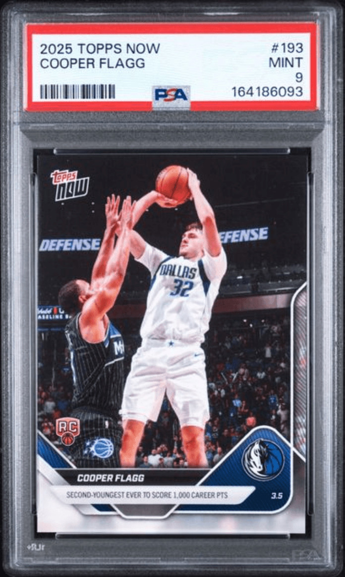 Graded 2025 Topps Now Cooper Flagg #193 Rookie RC Basketball Card PSA 9