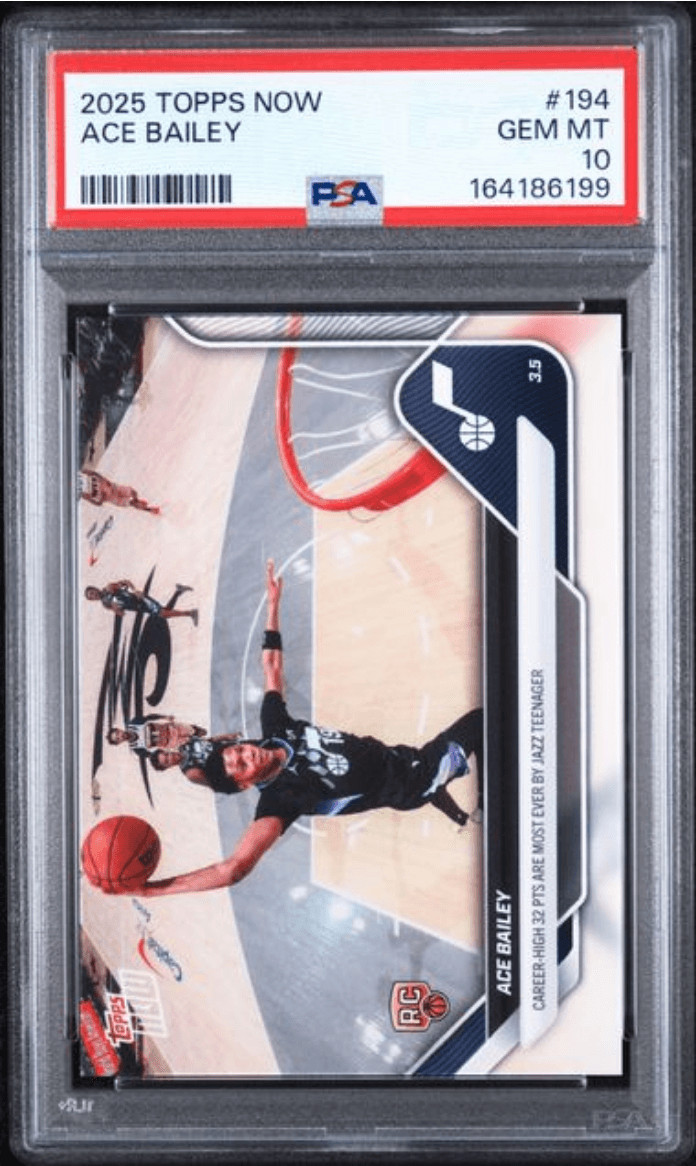 Graded 2025 Topps Now Ace Bailey #194 Rookie RC Basketball Card PSA 10