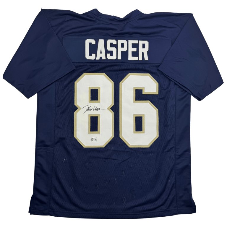 Autographed/Signed Dave Casper Notre Dame Blue Football Jersey BAS COA