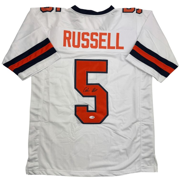 Autographed/Signed Calvin Russell Syracuse White Football Jersey JSA COA