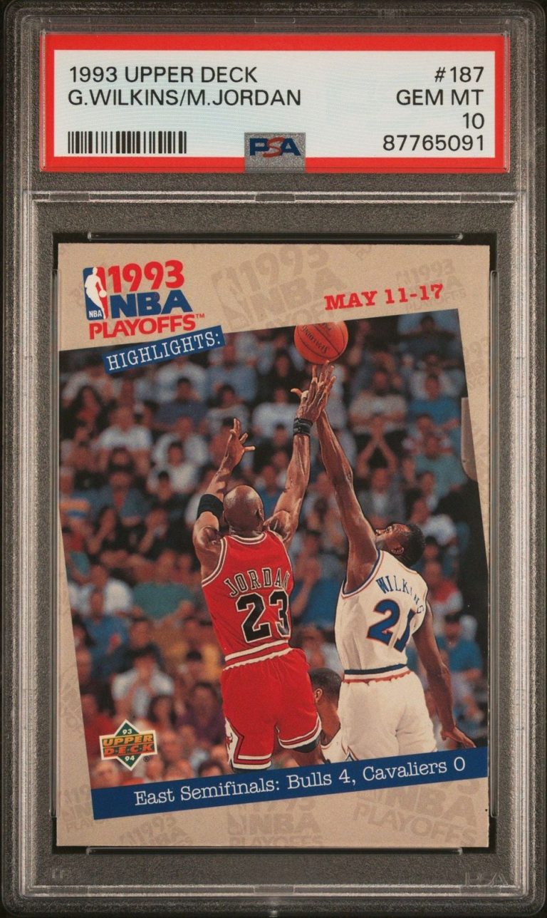 Graded 1993 Upper Deck UD Michael Jordan #187 NBA Playoffs Card PSA 10 Mint