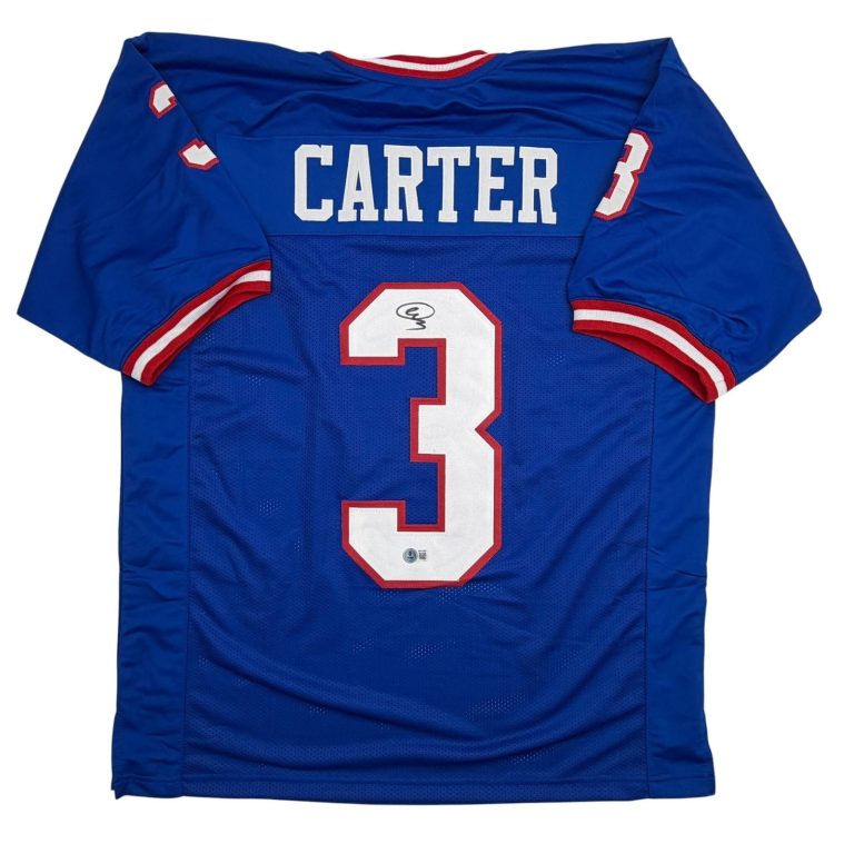 Autographed/Signed Abdul Carter New York #3 Retro Blue Jersey Beckett COA